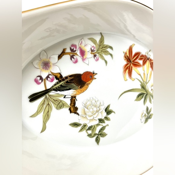 Shafford Chinese Garden Oval Oven To Table Dish Bird Butterfly Porcelain - Picture 5 of 8